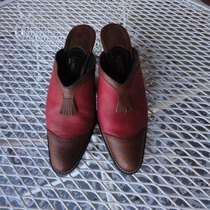 RANGONI Women's Brown and Red Leather Heel Pumps Size 7B